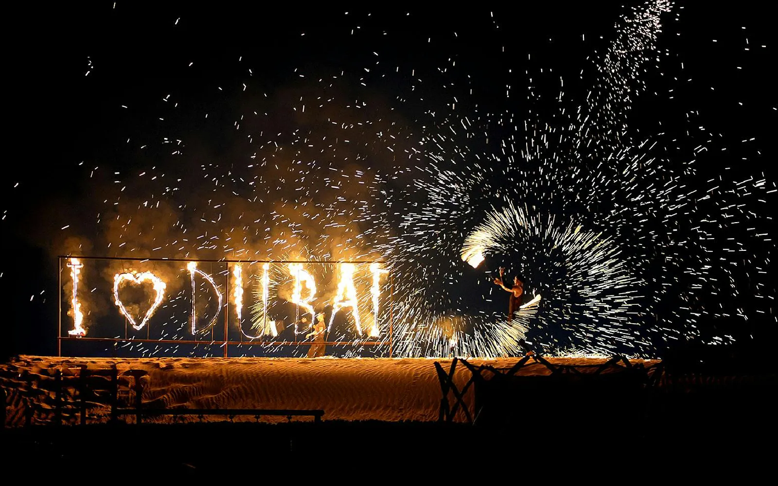 Fire Flame I Love Dubai - Arabian Desert Safari